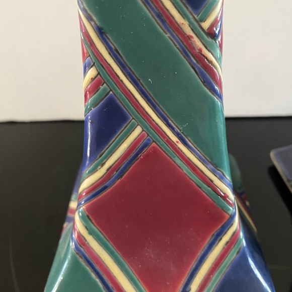 Vintage Oklahoma Importing Company Hand Painted Ceramic 8.5” Pair Candle Holders - Picture 8 of 9